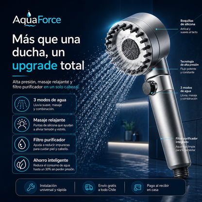 AquaForce™ – Ducha de Alta Presión con Efecto Masaje