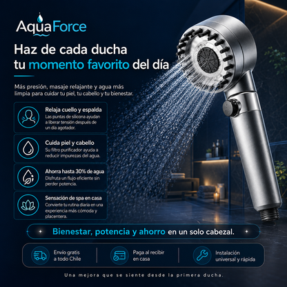 AquaForce™ – Ducha de Alta Presión con Efecto Masaje